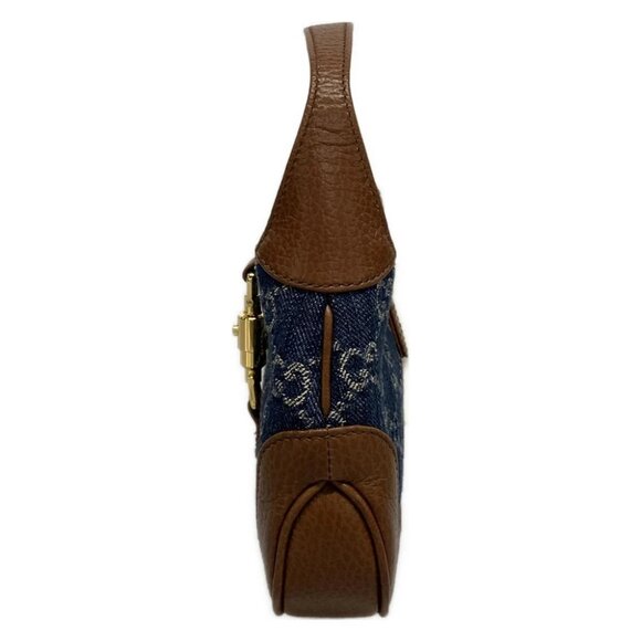GUCCI Jackie 1961 mini bag Navy Brown Denim Leather Handbag - Picture 2 of 16